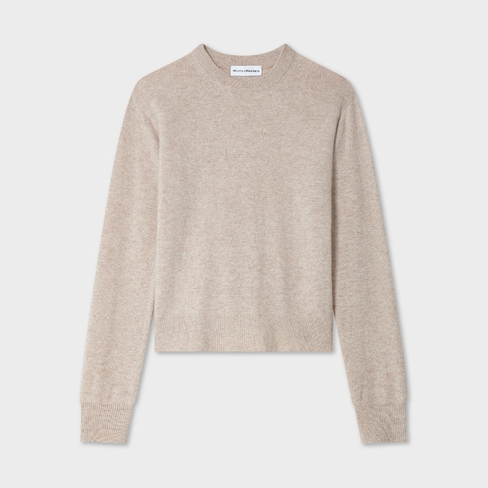 White + Warren Cashmere Crewneck Long Sleeves, Ribbed Trim